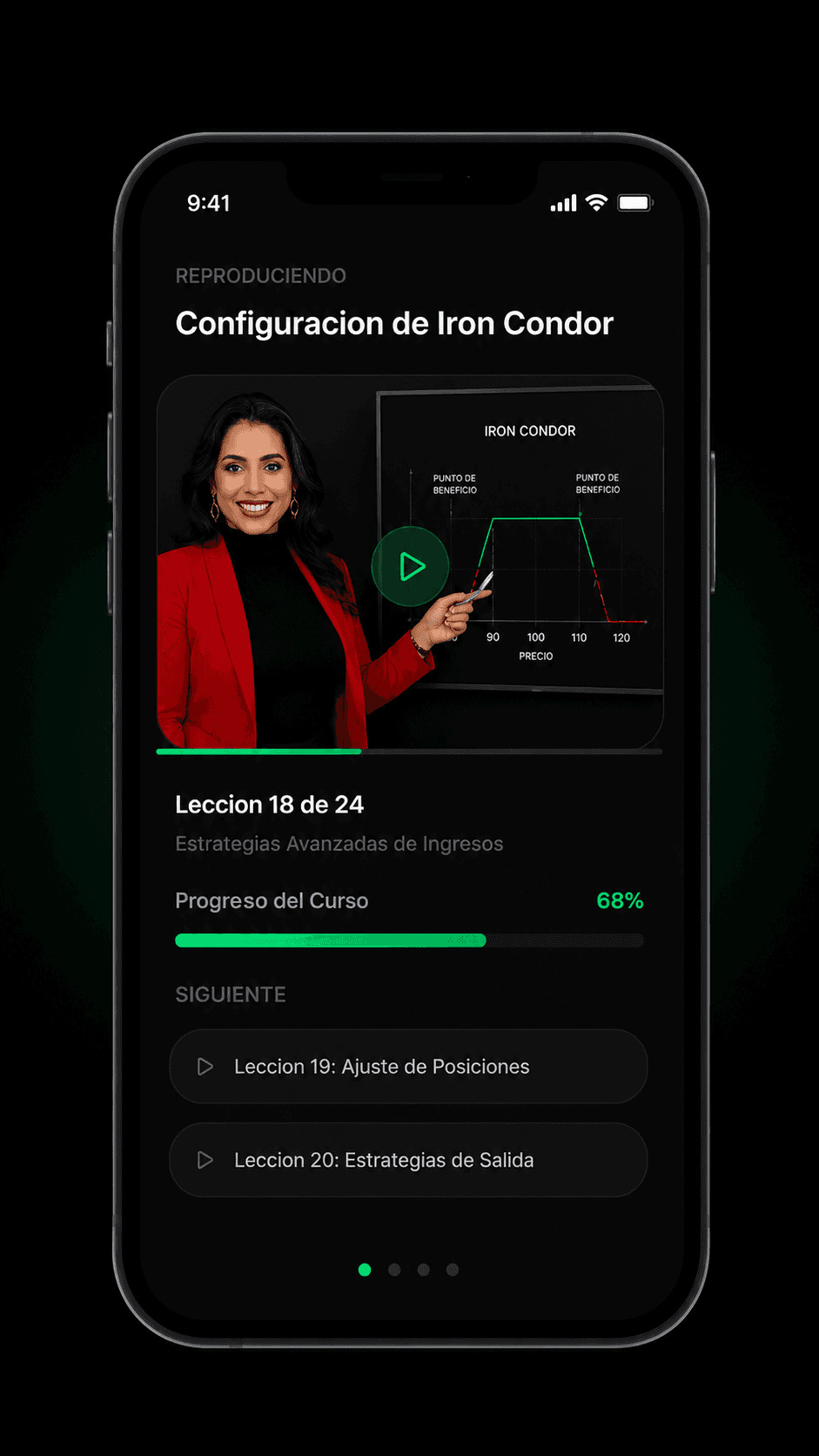 La academia de Trades by Angie en el teléfono